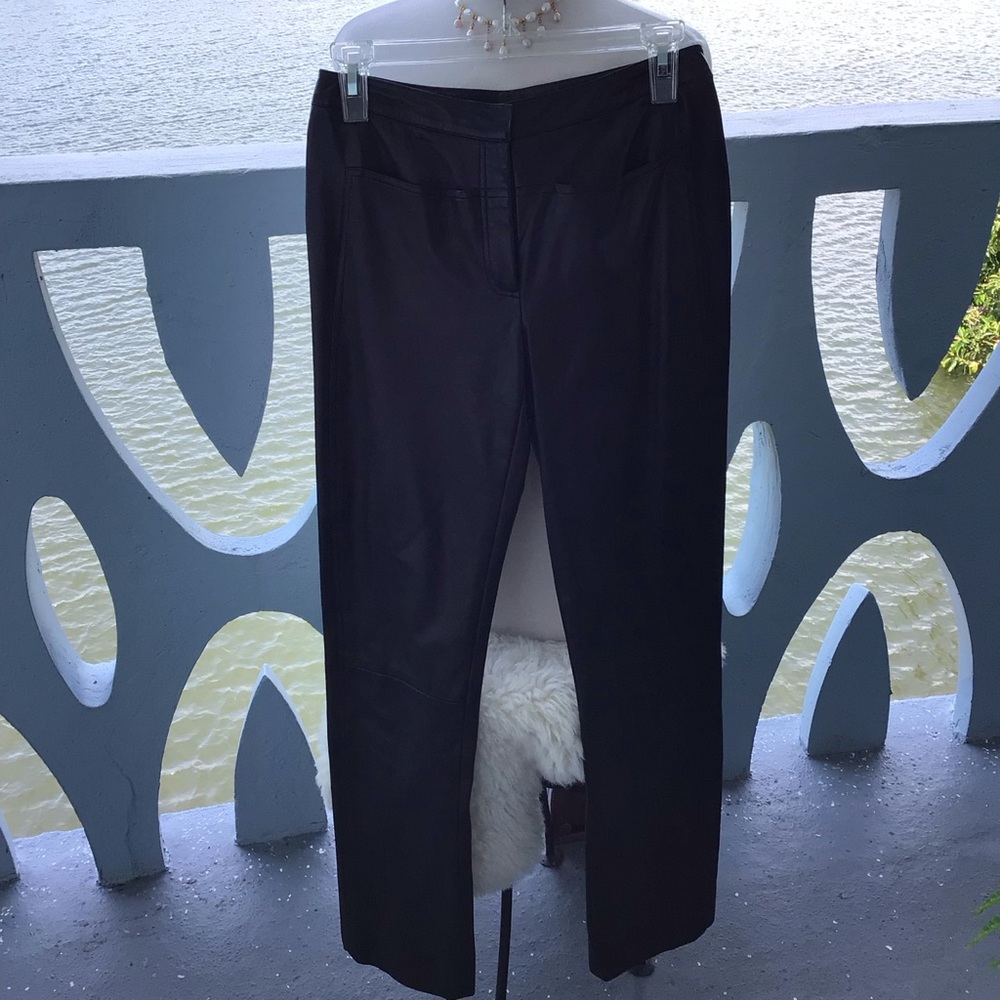 Chado Ralph Rucci Lambskin Leather Pants Dark Chocolate Size 2